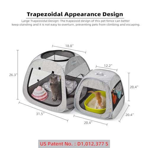 image for Tenrai Portable Cat Playpen, Trapezoidal Design for Better Standing, F