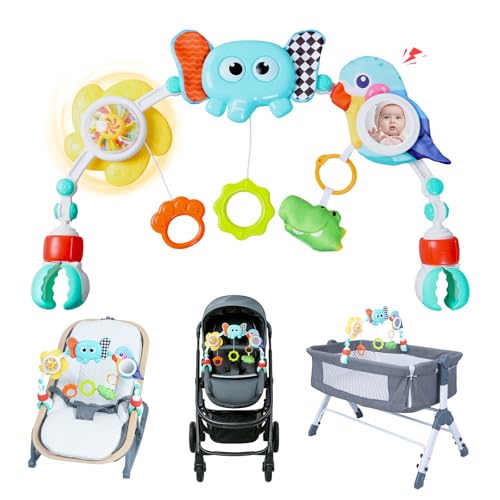 Image of Orzbow Adjustable Stroller Hanging Toys, Arch Crib Mobile with Fascinating Toys to Stimulate Baby's Senses and Develop Motor Skills, Baby Mobile for Bassinet, Car Seat & Bouncer, Elephant