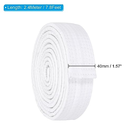 PATIKIL Taekwondo Colored Ranking Belt 1.5" x7.2Ft 2.2m, Polyester Martial Arts Judo Karate Belt for Coach Teaching Practice White - Image 2