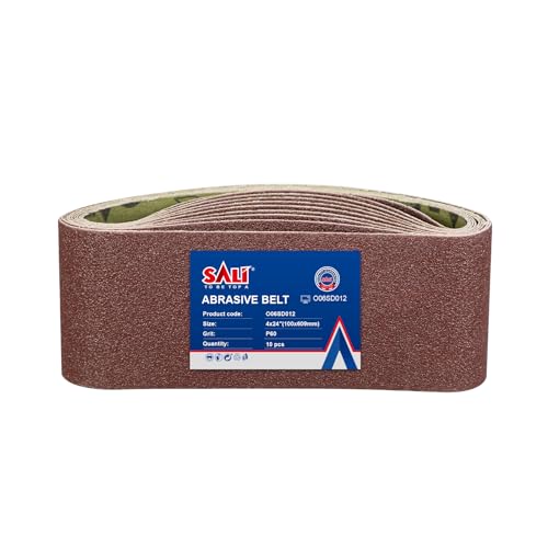 SALI Lot de 10 bandes abrasives 100 x 610 mm - Grain 60 - Papier abrasif pour ponceuse à bande - Pour le ponçage, le lissage, l'affûtage et le décapage du...
