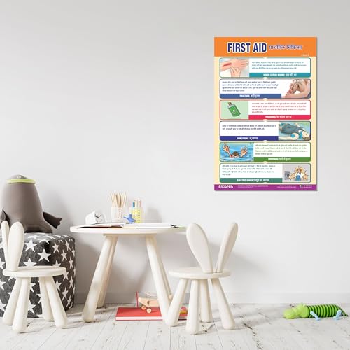 Image of ESCAPER First Aid Educational Charts (11.5 x 17.5 Inches), 300 GSM Paper, Laminated, Self Adhesive Back, Kids Learning Posters, Perfect For Home Schooling, Nursery Students