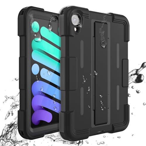 Vistera For iPad mini7 Mini6用 防水ケース A17 Pro 2024モデル 第7世代 ケース 防水ハードカバー iPad Mini 第6世代適用 シリコンカバー IP68防水規格 軽量型 耐衝撃 水場 全面保護 安心感 スタンド機能 アウトドア お風呂 キッチン 水場 作業場等にも活躍 アイパッド ネックストラップ スタンド ハンドベルト【国内メーカー】8.3インチ（Amazon）
