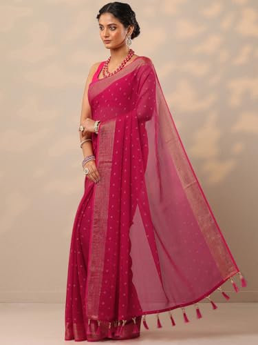 Image of Libas Printed Chiffon Saree for Women With Unstitched Blouse Piece | Traditional Saree for Festive & Wedding
