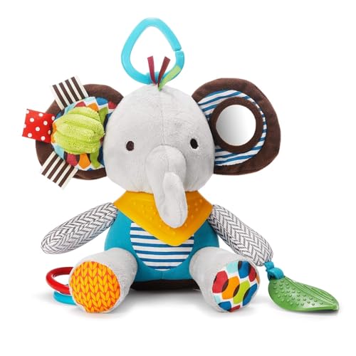 Image of Soft Toy Baby Activity and Teething Toy with Multi-Sensory Rattle and Textures, Gift for Newborns and Infants (Elephant)