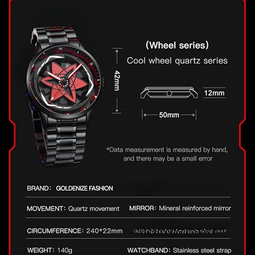 Image of Branded Men's Sport Quartz Watch Ninja Wheel Dial 360 Rotating Casual Fashion Stainless Steel Alloy Mens & Boy's Luxury Metal Gift Creative Watch