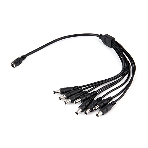 Miniatura 5 de Paquete de 2 cables divisor de corriente CC de 1 hembra a 8 machos, adaptador Y para cámaras de seguridad CCTV y tiras de luces LED