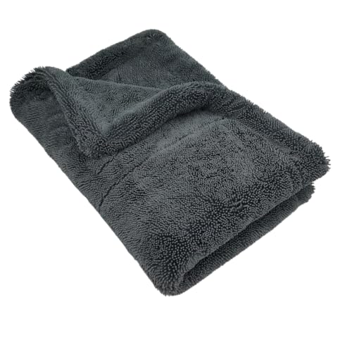 Image of AM Safe-X Microfiber Cloth for Car 1200 GSM 40x60 cms 1 Pcs Twisted Loop Super Absorbent Towel, Edgeless Design with Plush Pile & Lint Free Cloth for Drying & Detailing, Grey