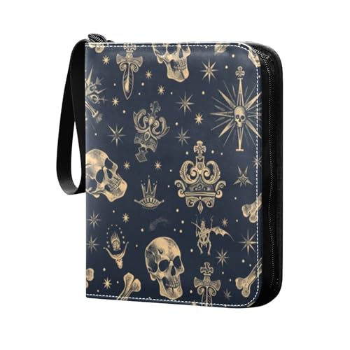 All Saints' Skull Collectible Trading Card Albums 400 Pockets Card Holder Binder with 50 Removable Sleeves Collection Binder Album Book with Zipper for Game Cards