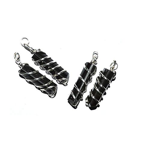 Black Tourmaline Crystal Wire Wrapped Set Of 4 Pendant For Men & Women Reiki Healing-image-31