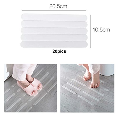 Anti-slip Strips, Safety Anti Slip Shower Stickers, Bathtub Stickers Non Slip , Anti Skid Treads Tape for Shower,Tub,Steps, Floor-Strength Adhesive Grip Appliques for Baby,Senior,Adult 80.8In 24 pcs