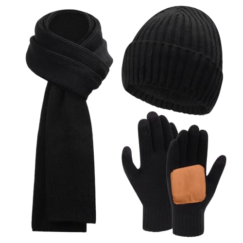 Ya en mundofriki.es: Focenat Set de Bufanda Gorro y Guantes para Hombre, Guantes de Pantalla Táctil, Cálido Gorro de Punto, Bufanda Invierno Larga, 3 en 1 Set de Invierno Cálido para Ski Ciclismo Escalada Aire Libre