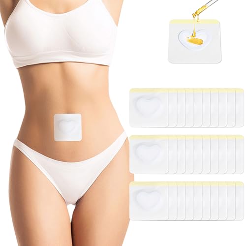30Pcs Castor Oil Pack Wrap for Belly Button, Muscle Magnetic Patch Magnet Therapy, Self-Adhesive, Highly Absorbent Castor Oil Wraps Patch Pads Heart Shape?Oil are Not Include