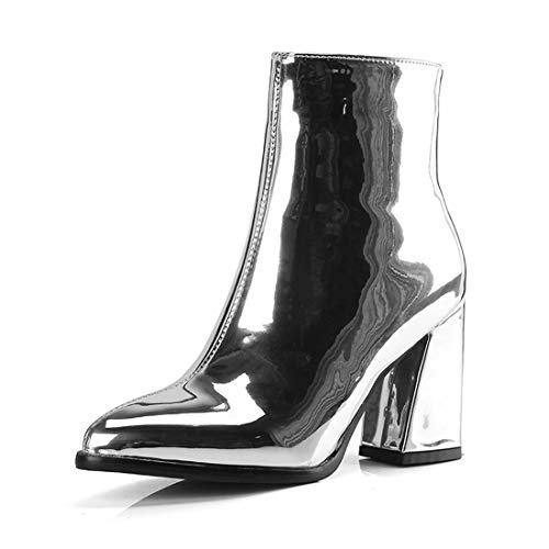 Starella Women's Metallic Ankle Boots Shiny Chunky Heel...