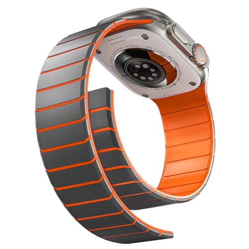 Image of X-it Magnetic Watch Band for Apple Watch Ultra 49mm, 46mm /45mm /44mm, Silicone Sport Strap with Strong Magnet for Men and Women, Compatible with Apple Watch Series 11 /10 /9 /8 /7 /6 /5 /4 /3 /2 /1 and SE