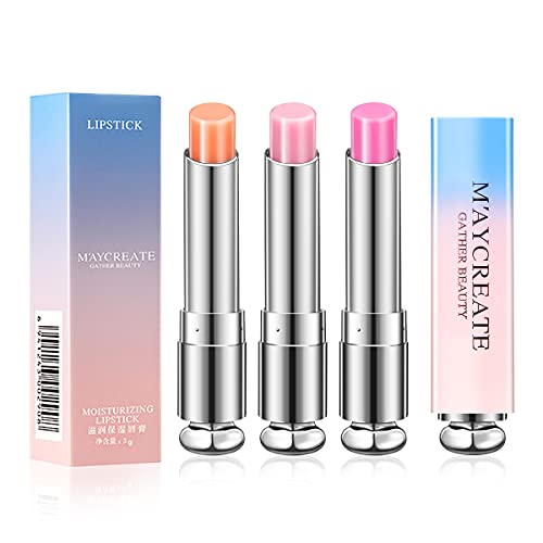 3pcs Crystal Jelly Lipstick, Junhe Long Lasting Nutritious Lip Balm Lips Moisturizer Magic Temperature Color Changing Long Lasting Lip Balm(3 Pack)