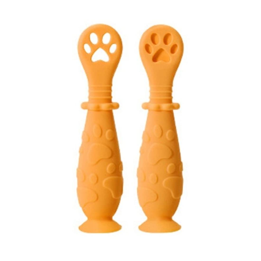 Silicone Baby Spoons for Baby Led Weaning 2-Pack, First Stage Baby Feeding Spoon Set Gum Friendly BPA Lead Phthalate and Plastic Free, Great Gift Spoon Set with Case (Orange, Pack of 2)-image-22