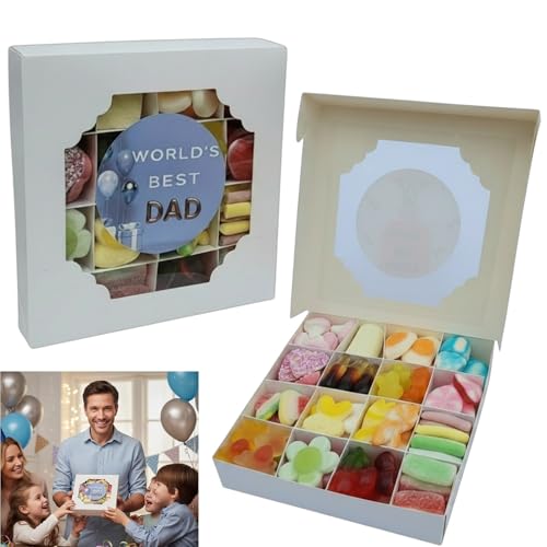 Worlds Best Dad Sweet Gift Box | 500g Original Retro Pick n Mix Sweets | 10+ Different Flavours | Gift For Fathers Day Birthdays Parties & Christmas