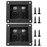 Kisangel 2pcs Speaker Terminals, Speaker Box Terminal Spring Square Cup Loudspeaker Connector Wiring Board with Mounting Screws for Concert Stage Audio Setup