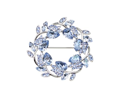 Image of Faship Gorgeous Rhinestone Crystal Floral Wreath Brooch Pin