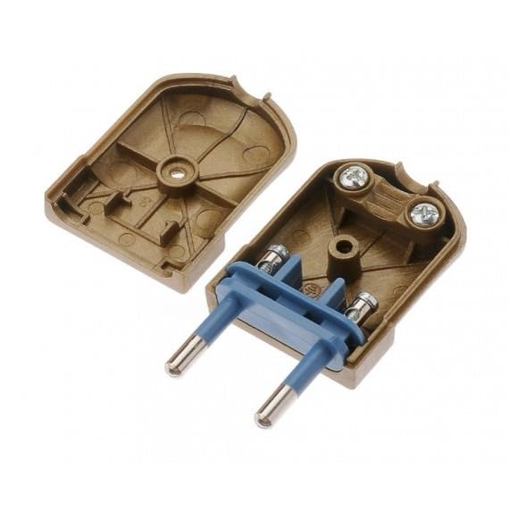 Fiche Électrique Mâle Plate 10A Compatible Câbles 2x0,75mm2 à 2x1mm2