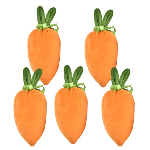 5 bolsas divertidas de estilo de zanahoria con cordón para Pascua, conejos, orejas de terciopelo, bolsas de caramelos para joyas, suministros de fiesta
