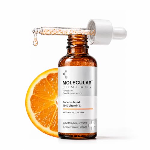 Image of Molecular Company ENCAPSULATED 10% Vitamin C Face Serum 30ml | More Absorption, Lesser Irritation | 1% Vitamin B5 & 0.5% HPPA for Glowing Skin, Brightens Dark Spots & Uneven Skin Tone, All Skin Type
