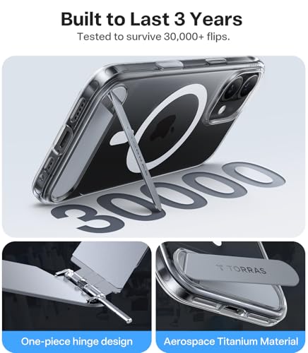Image of TORRAS Luxury Adjustable Stand Cover for iPhone 17 | Mil-Grade Protection Case | Fit for MagSafe | Slim Matte Finish | Camera Control | Premium Imported | Ostand L1 Guardian 6.3'' Clear