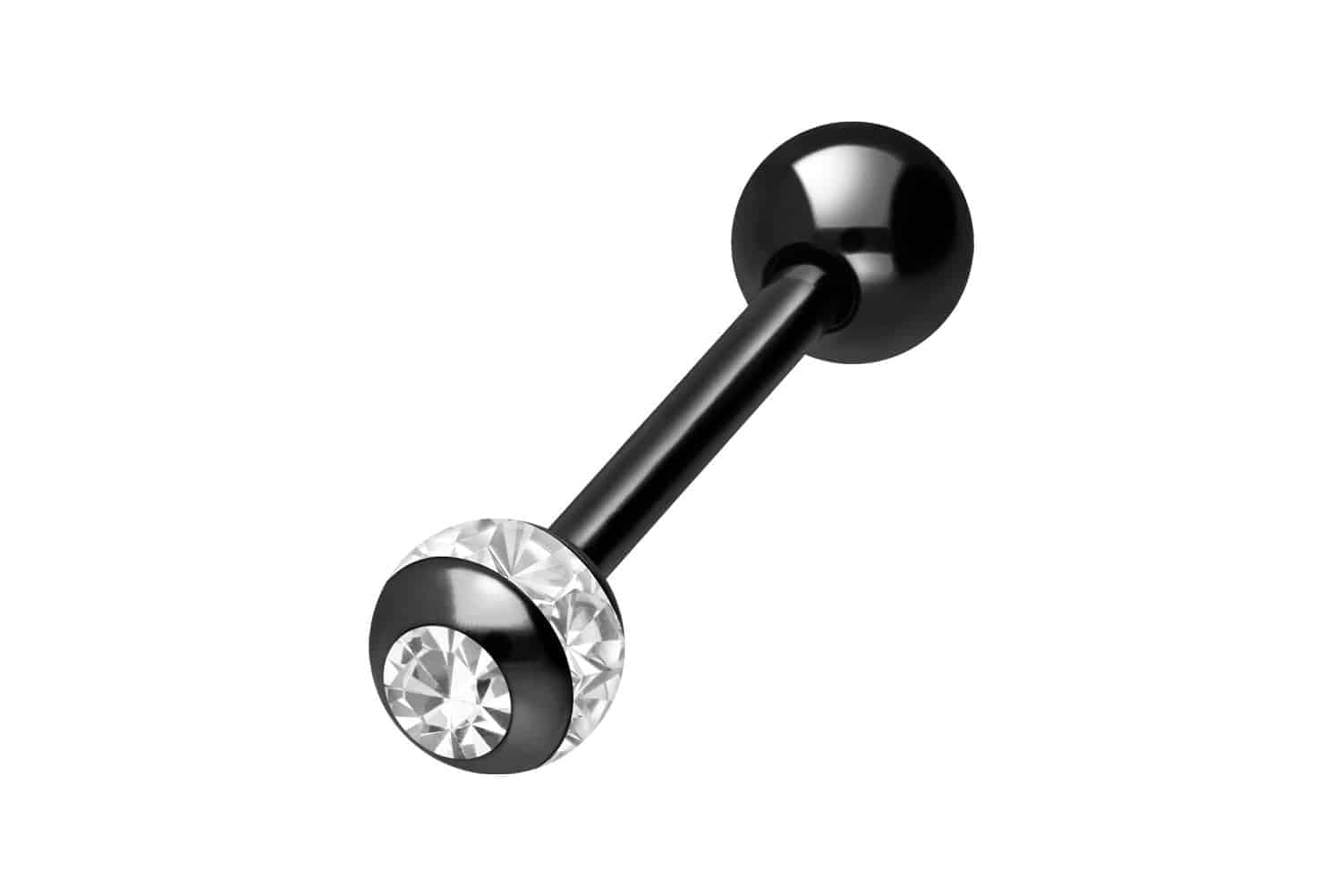 PIERCINGLINE - Barbell de acero quirúrgico | Bola epoxi + cristal | Piercing para el pecho | Color y tamaño a elegir