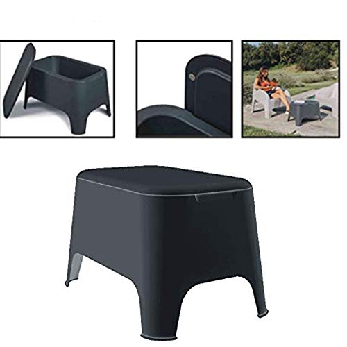 Toomax Petra Salontafel van kunsthars, 59 x 39 x 36 cm, voor buiten, tuin, met bewaardeksel (antraciet)