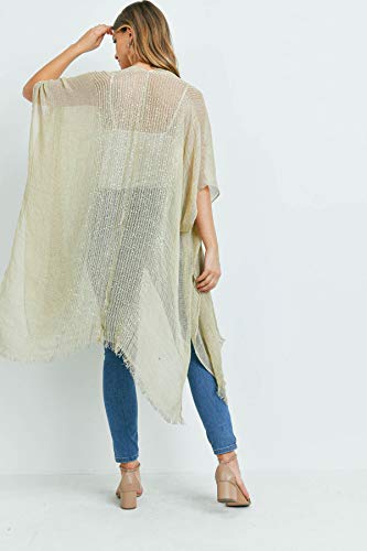 Image of RIAH FASHION Bohemian Sequin Glitter Shawl Wrap Poncho - Kimono Cardigan, Sparkly Metallic Mesh Scarf, Open Knit Crochet