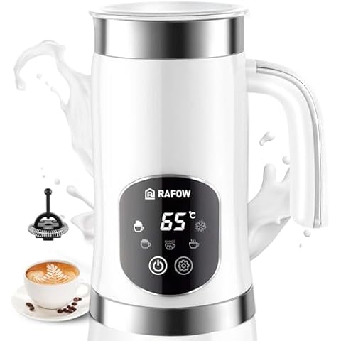 5-in-1 Milk Frother and Steamer - Upgraded Automatic Milk Steamer 11.8oz Hot & Cold Foam Maker and Milk Warmer with LED Display Touch Screen for Coffee,Latte,Cappuccino,Hot Chocolate,Silent Working Cover