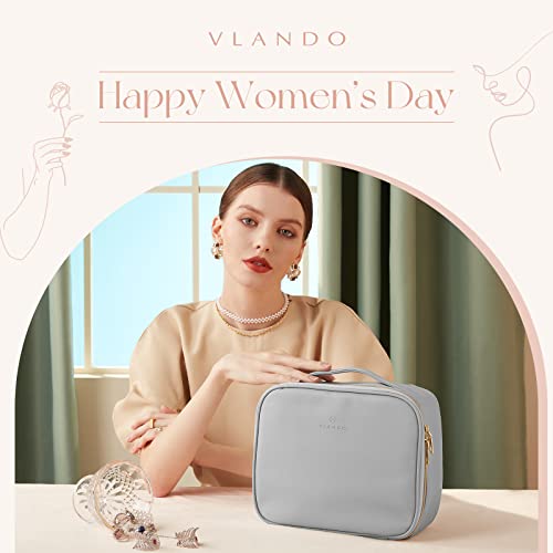 Vlando Travel Makeup Cosmetic Case Storage Bag Cosmetic Bag Portable Artist Storage Bag With Adjustable Dividers For Cosmetics Makeup Brushes, Girls, Women, Friends Gifts Blue #TOP1