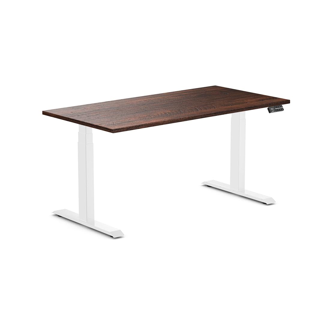 Desky Dual Softwood Sit Stand Desk American Pine 60" White