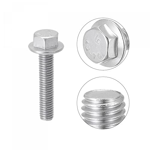 Image of uxcell M5x25mm Hex Serrated Flange Bolts Screws Metric Thread 304 Stainless Steel 25pcs