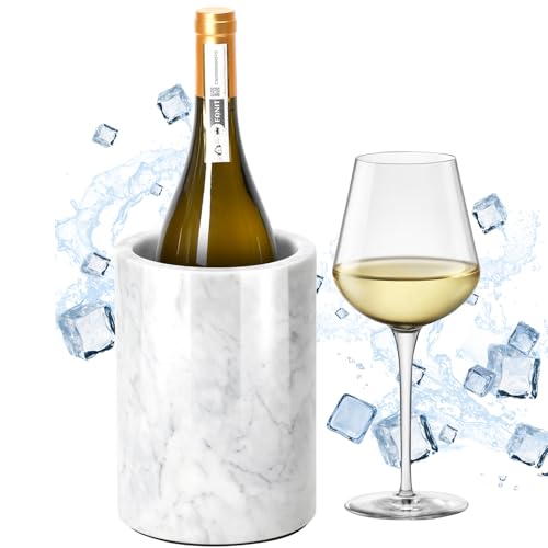 Marble Wine Chiller for Bottle Wine Chiller Bucket Wine Cooler Bucket for Any 750ml Bottle Champagne Chiller for Parties Wine Bottle Chiller Wine Bottle Cooler Wine Gifts for Women Man (White)