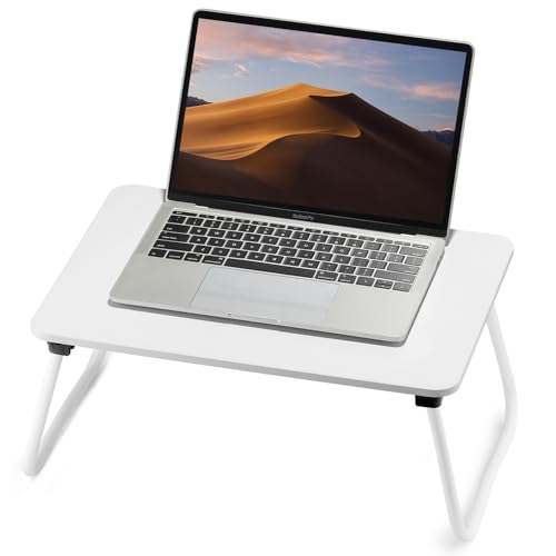 Image of FISYOD Foldable Lap Desk, Laptop Bed Desk, Portable Bed Table, Laptop Stand for Bed & Couch, Lightweight & Mini - White