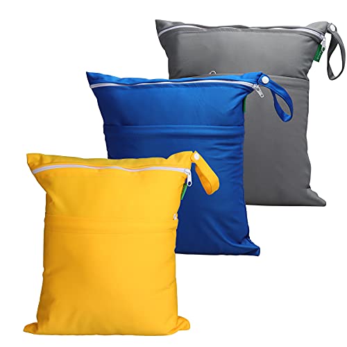 La Mejor Selección de Como Despintar Ropa , tabla con los diez mejores. 49 Viyuse Bolsa húmeda para traje de baño, 3 piezas de tela para pañales, bolsas secas y húmedas, versión ampliada, lavable, impermeable, dos bolsillos con cierre, carriola de...