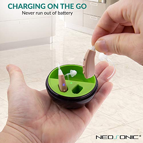 Rechargeable Hearing Amplifier to Aid and Assist Hearing of Adults & Seniors with Portable Charging Case, 6 Compression Channels 12 Frequency Bands and Noise Cancelling (Neosonic B10 Pair) - Thumbnail 4