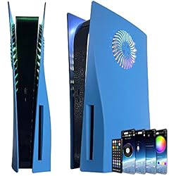 Lampara Ventilador Con Control Remoto Placas Frontales con tira de luz RGB DOBEWINGDELOU 400+ Efectos LED Anillo de Luz Cubierta de consola para Disc Edition DIY Kit de Decoración Accesorios Azul