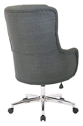 Osp Home Furnishings Ariel Tufted High Back Desk Chair With Wraparound Arms And Chrome Base, Klein Charcoal #TOP1