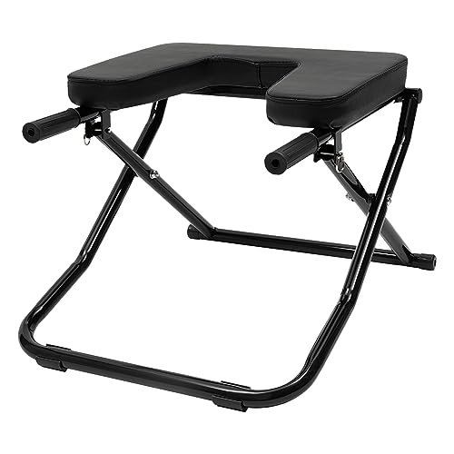 YUNLAIGOTOP Yoga Headstand Bench, Yoga Inversion Chair, Foldable Yoga Headstand Bench with Comfortable Panel, Inversion Chair for Practice Head Stand, Shoulderstand and Strength Training (Black)