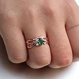 GUIDECUN Infinity Art Deco Halo Wedding Engagement Bridal Ring Chic Cushion Cut Emerald Cubic Zircon