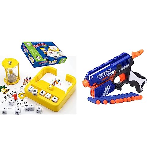 Image of Storio Toys Spelling Brain Games for Kids with Flash Cards & Storio Blaze Storm Hot Fire Soft Bullet Gun Toy with 10 Safe Soft Foam Bullets, Fun Target Shooting Battle Fight Game