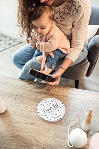 Baby Art Magic Box White and Black Runde Box aus Metall mit Modelliermasse, Set für Hand- und Fußabdruck, Geschenk zur Geburt oder Taufe