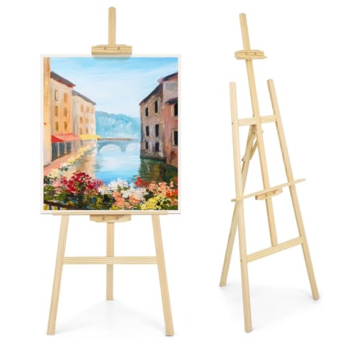 JEAWIWI 1Pcs Wooden Easel for Painting-Adjustable Easel Stand for Painting and Canvas, Holds Up to 42', Lightweight Pine Art Easel Stand, Large Easel for Paint for Beginners, and Artists