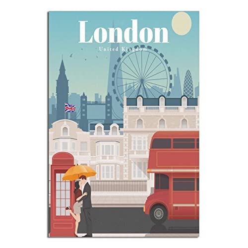 SDFSF Poster de voyage vintage Londres - Décoration moderne pour chambre à coucher