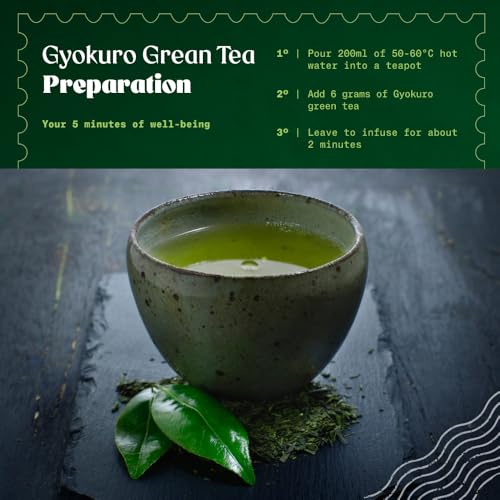 NaturaleBio Organic Japanese Gyokuro Green Tea. 200g Loose Leaf bag. First Harvest Leaves cultivated in Japan. 100% Natural and Pure.