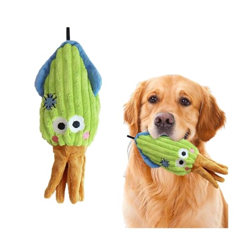 小型犬・中型犬用ぬいぐるみ、子犬用かわいいキーキー音の犬用おもちゃ、丈夫な布製クリンクルペーパー製の噛むおもちゃ(4種類)(Green)