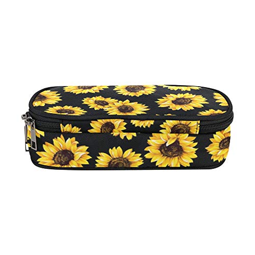 Image of ANANGTEE Sunflowers Pencil Case Pouch for Teen Girls Boys Kids 10 | Large Capacity School Stuff Student Stationery 3 Zippers, Soft Organizer Marker Pen Box for Women Men Heavy Duty