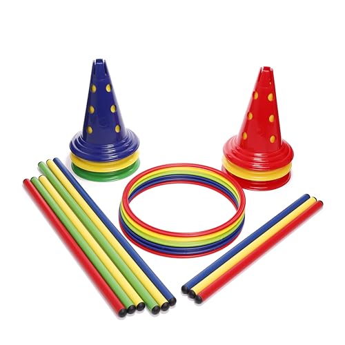 Italveneta Didattica - Kit Saltarello Piccolo, Stimolazione Motoria e Creativa per Bambini, Set Dinamico di 21 Pezzi per Giochi di Agilità e Coordinazione, Colori Misti Rosso, Giallo, Verde, Blu